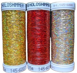 Sulky Holoshimmer Embroidery Thread Lot 3 Spools Christmas Red Gold Sewing Craft - Picture 1 of 8