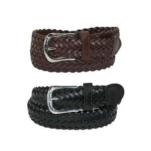 CTM Boys' Leather Adjustable Braided Dress Belt (Pack of 2 Colors) - Picture 1 of 6