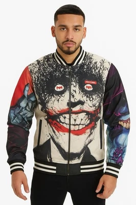Members Only The Joker Batman Black & White Varsity Jacket Style MW019320-BLK-CR - Image 1 of 4