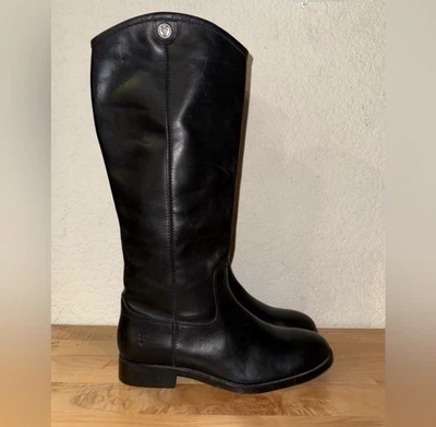 Botas de montar FRYE Melissa Button 2 de cuero negro para mujer talla 7,5B Foto 1 de 4