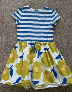 Mini Boden Blue And Yellow Floral Hotchpotch Mixed Print Dress Girl Size 9 / 10 - Picture 1 of 7