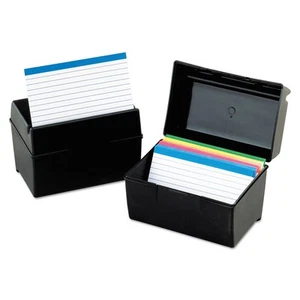Oxford Plastic Index Card File 300 Capacity 5 5/8w x 3 5/8d Black 01351 - Picture 1 of 3