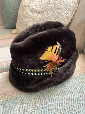Vintage UNION MADE USA 1950’s Brown Faux Fur Bavarian Style  Fedora Hat Size L - Image 1 of 4