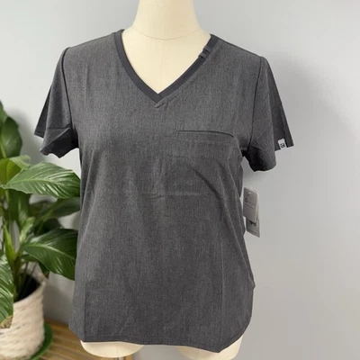 NWT Cherokee Certainty Anti-Microbial Scrub Top L Graphite Gray Scrubs Medical - Image 1 of 4