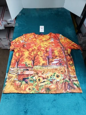 Camiseta Gloria Vanderbilt Top Talla 2XL XXL Mujer Naranja Farmstand Otoño Nueva con Etiquetas Foto 1 de 4