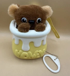 Tomy Bear Crib Pull String Music Box Vintage 1985 Teddy Animated Plush Honey Pot - Picture 1 of 8