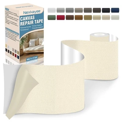 NEXKAYEE Canvas Repair Tape, Self-Adhesive Fabric Patch 4"×71", Beige