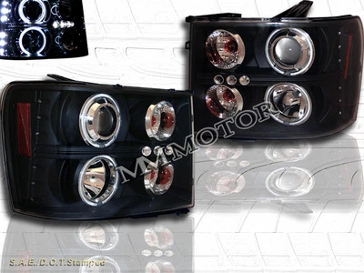 07-13 GMC SIERRA 3500HD 1500 2500HD CCFL HALO PROYECTOR FAROS NEGROS Foto 1 de 2