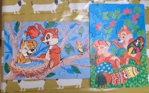 Vintage Retro Schmidt Jigsaw Puzzle - 2 X 26 Pieces - Disney Baby - Chip & Dale - Picture 1 of 6