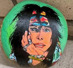 Original Kunst Gemälde Ikonisch Steven Tyler auf einem großen Stein - Bild 1 von 5