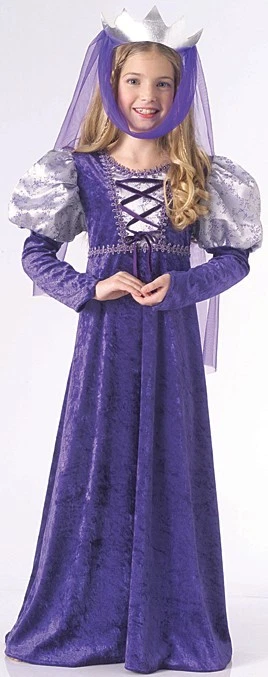 Renaissance Dress Child 2 Pc. Purple Velour Costume Dress & Headpiece Lg - Image 1 of 1