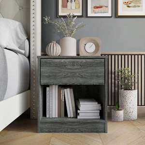 Minimalist Nightstand with 1 Drawer, Dark Gray - Picture 1 of 5