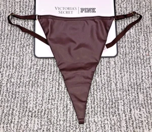 Victoria's Secret NWT Faux Leather V String Panty Small Burgundy Adjustable Sexy - Picture 1 of 9
