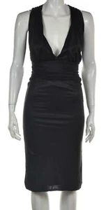 La Rok Womens Dress Size S Black Solid Sheath Knee Length Sleeveless Acetate - Picture 1 of 5