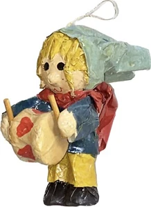 Vintage Christmas Little Drummer Boy Ornament Paper Mache MCM Large 5”x5.5” - Picture 1 of 10