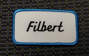 FILBERT NAME TAG BLUE AND WHITE Iron or Sew-On Patch - Picture 1 of 2