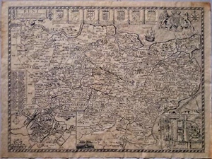 Kent England Antike Pergament Karte Pergamentpapier ca. 1600 Reproduktion - Bild 1 von 5