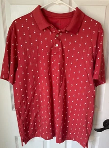 Van Hausen Preppy Polo Men's short sleeve size large red White palm tree - Picture 1 of 6