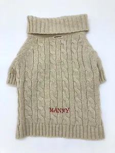 Mark and Graham Cable Knit Dog Sweater Medium MANNY mono Natural Wool blend  - Picture 1 of 9