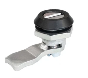 Black Steel Quarter Turn Cam Lock Latch - Operates by Screwdriver - Slot - IP65 - Picture 1 of 2
