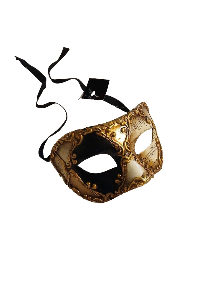 Authentic Balocoloc Venetian Mask Handcrafted Harlequin Gold Black/White  w/tags - Image 1 of 4
