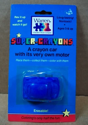 De colección Warren ~ Super Crayones ~ Volkswagen Beetle AZUL ~ Motorizado Foto 1 de 4