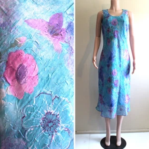 K Studio 12 L Slip Dress Floral Chiffon Sleeveless Bias Cut Fairy Mermaid Core - Picture 1 of 10