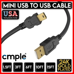 Mini Câble USB Chargeur Plomb USB A vers 5 Broches Mini B Sync Charge 1,5ft 3ft 6ft 10ft - Photo 1 sur 12