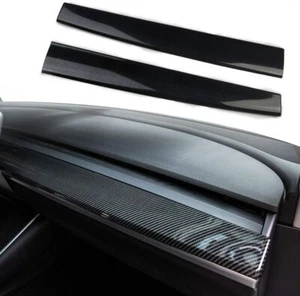 Tesla Model 3 Y Glossy Carbon Fiber Central Control Dashboard Panel Cover Trim - Imagen 1 de 11