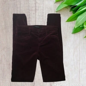 J Brand Super Skinny Pants Womens Size 24 Deep Mulberry Burgundy Stretchy - Picture 1 of 9