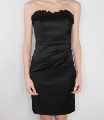 White House Black Market Dress Womens Satin Ruffled Strapless Dress Size 4 - Image 1 of 4