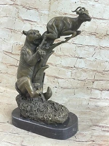 Cougar Panther Jaguar Cat Collector Art Bronze Marble Bookend Decor Sculpture - Picture 1 of 7