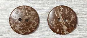 2 Random Natural Coconut Sewing Buttons Crafting 2 Hole 1 1/2" 38mm - Picture 1 of 3