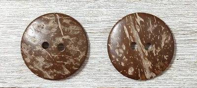 2 Random Natural Coconut Sewing Buttons Crafting 2 Hole 1 1/2"  38mm  - Image 1 of 3