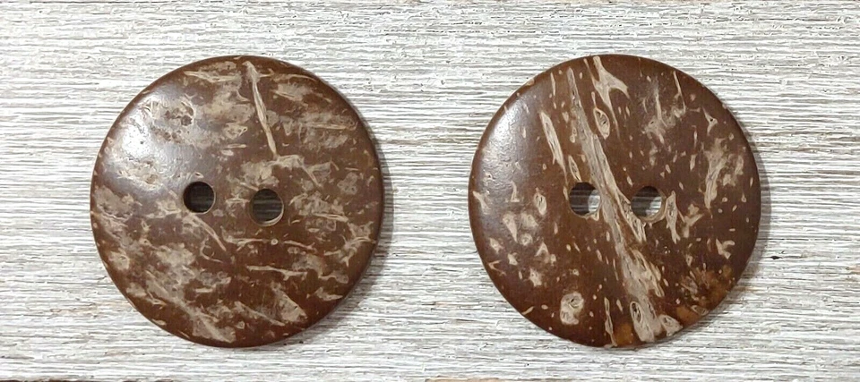 2 Random Natural Coconut Sewing Buttons Crafting 2 Hole 1 1/2"  38mm  - Image 1 of 3