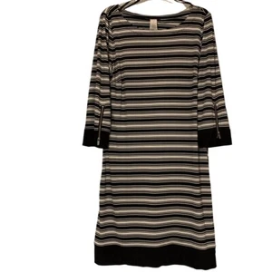 laundry by design dress 3/4 Sleeves Stripes White Black Zip Sleeves size M - Picture 1 of 4