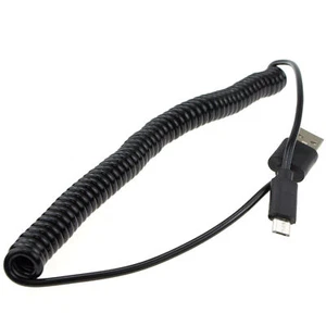 Enroulé Blindé USB 2.0 Vers Micro B Données Et Chargement Câble Noir 1.8m - Photo 1/3