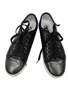 Lanvin Paris Lace Up Cap Toe Low Top Sneakers Black Women’s Size 38 US 7 - Picture 1 of 12