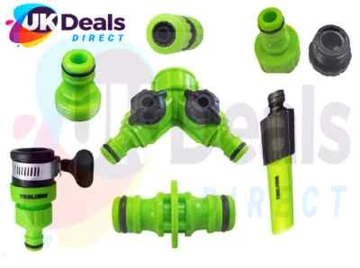 Garden Hose Attachments Nozzle, Tap End, Water Stop Connector 2way tap adaptor - Image 1 of 2