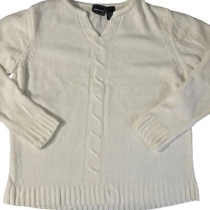 Bobbie Brooks Pullover Faux Cardigan Sweater White Medium 10/12 - Picture 1 of 3