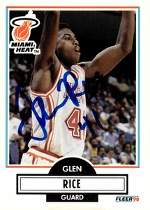 Miami Heat Glen Rice Signed 1990-91 Fleer #101 COA Proof Photo - Picture 1 of 8