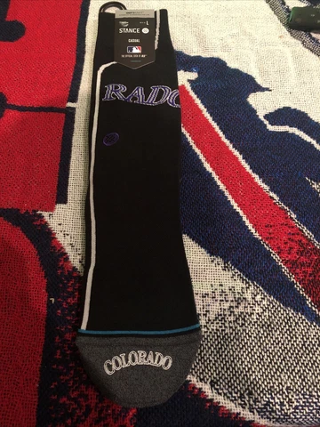 Stance Colorado Rockies Socks Black Jersey NWT $20 Large 9-13 MLB Cover