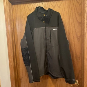 Caterpillar HEAVY DUTY Soft Shell Jacket Black Real Tree Camo Zip Up Men's 3XL - Picture 1 of 7