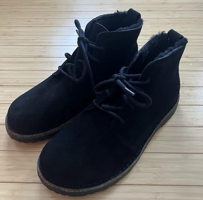 NUEVO $175 Birkenstock Uppsala Mid Shearling Gamuza Cuero EU 39 US 8 8.5 Regular Foto 1 de 4