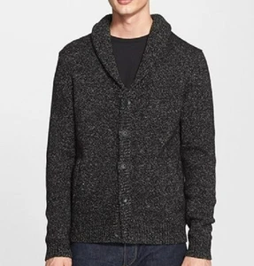 Rag & Bone Landon Shawl Collar Cardigan Sweater Mens Size Small Black Heather - Picture 1 of 9