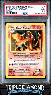 2000 Pokemon Gym Challenge #2/132 Blaine's Charizard Holo PSA 7.5 NM+ FDP12 - Image 1 of 2