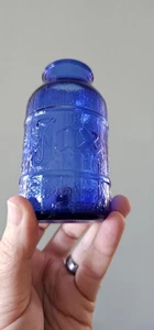 Vintage Jax Beer Embossed Barrel Bottle Small Cobalt Blue Glass Wide Mouth - Picture 1 of 6
