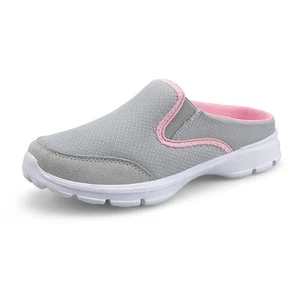 Womens Breathable Mesh Walking Mules Sneakers Open Back Slip On Shoes - Picture 1 of 14