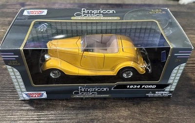 1:24 Scale 1934 Ford Yellow Convertible American Classics Diecast Motor Max - Image 1 of 4