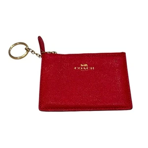 COACH Crossgrain Leather Mini Skinny ID Case Red - Picture 1 of 3